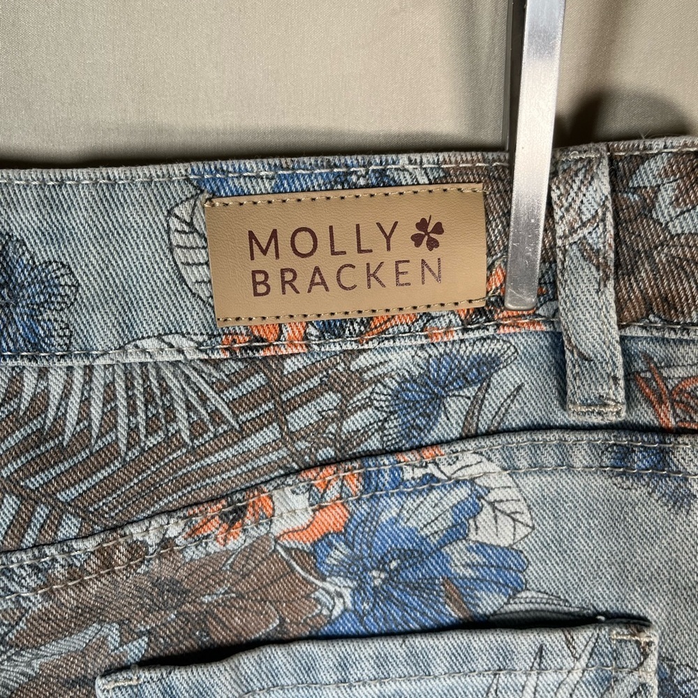 NWT Molly Bracken Floral Jean Shorts - Blue and Orange - Picture 8 of 11